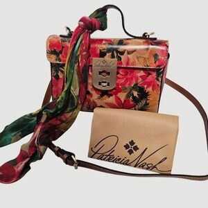 Patricia Nash Women Carisbrooke Satchel Spring Multi Floral Leather Resort NEW
